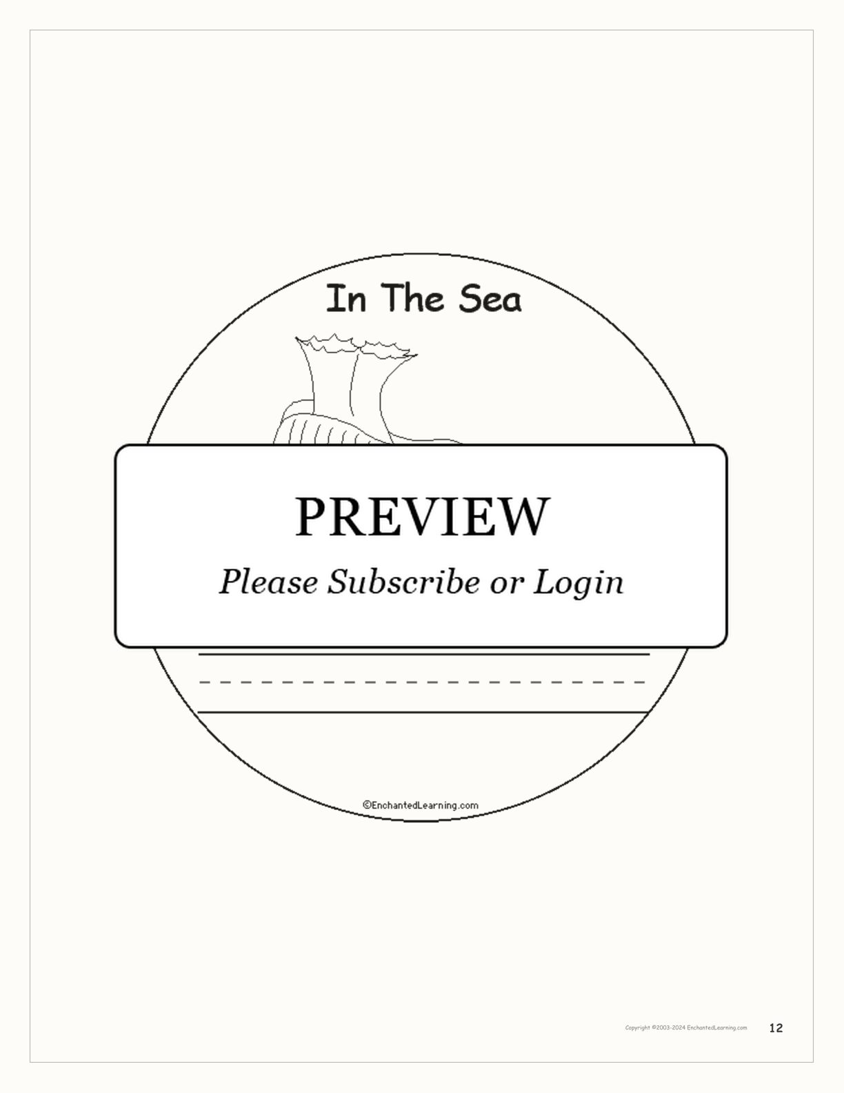 In The Sea: Early Reader Book interactive printout page 12
