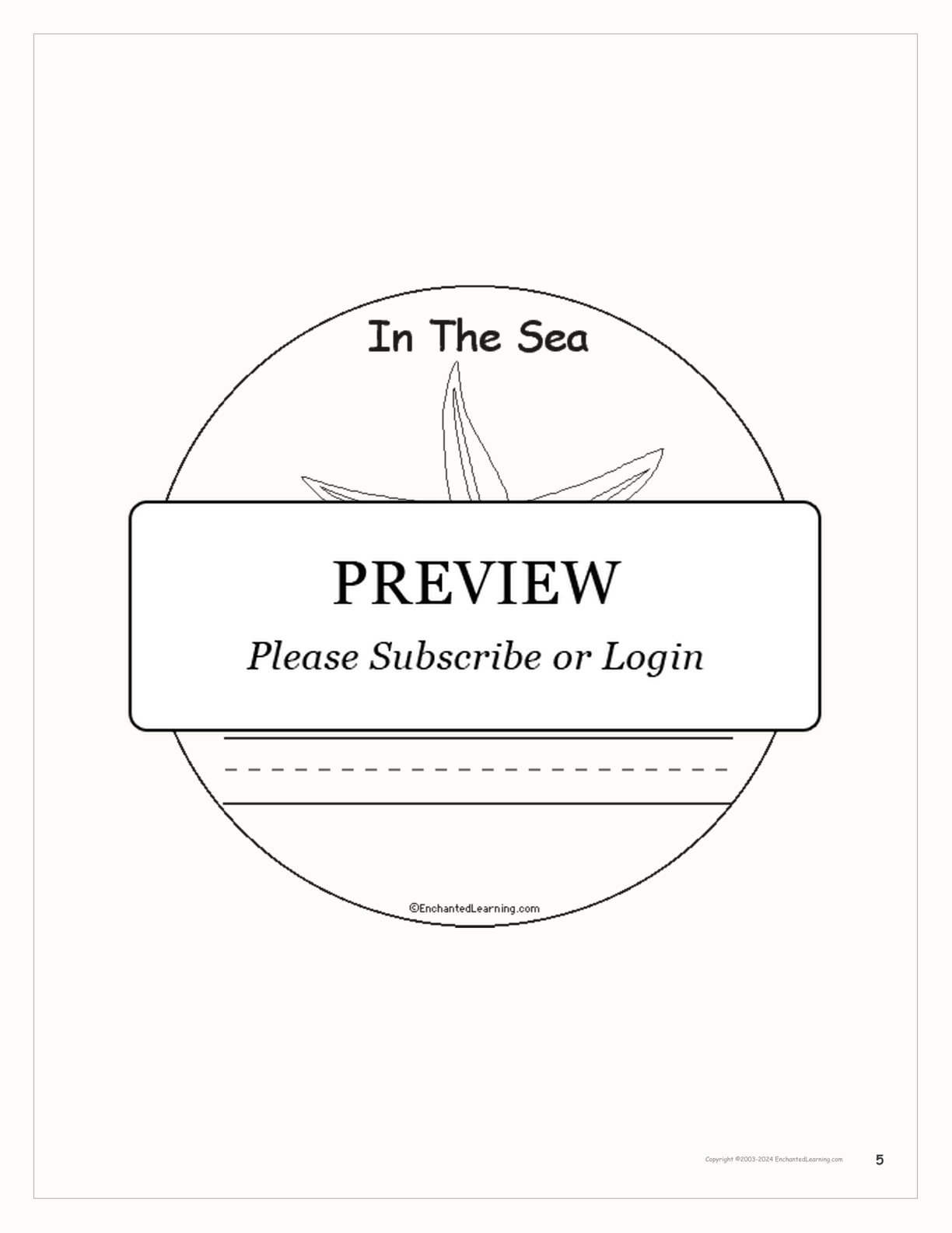 In The Sea: Early Reader Book interactive printout page 5