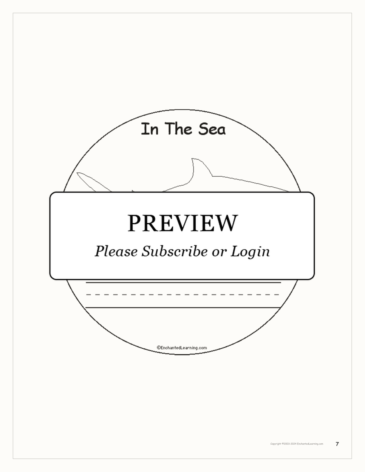 In The Sea: Early Reader Book interactive printout page 7