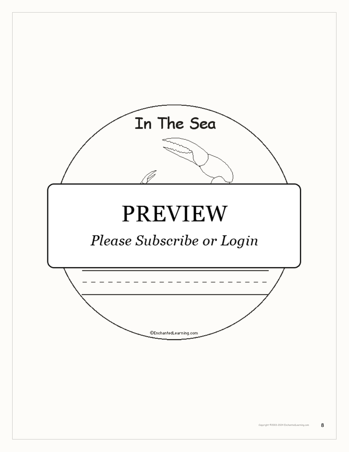In The Sea: Early Reader Book interactive printout page 8
