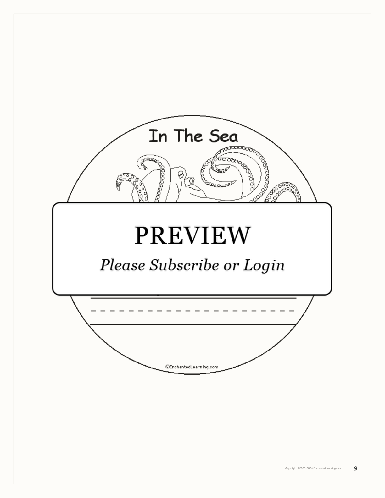 In The Sea: Early Reader Book interactive printout page 9
