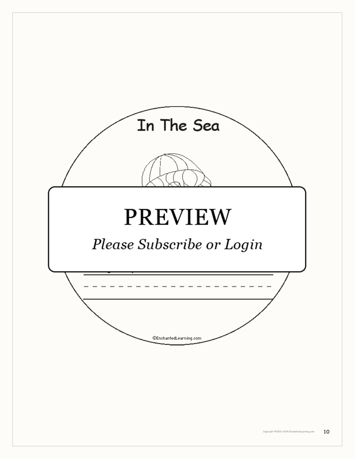 In The Sea: Early Reader Book interactive printout page 10