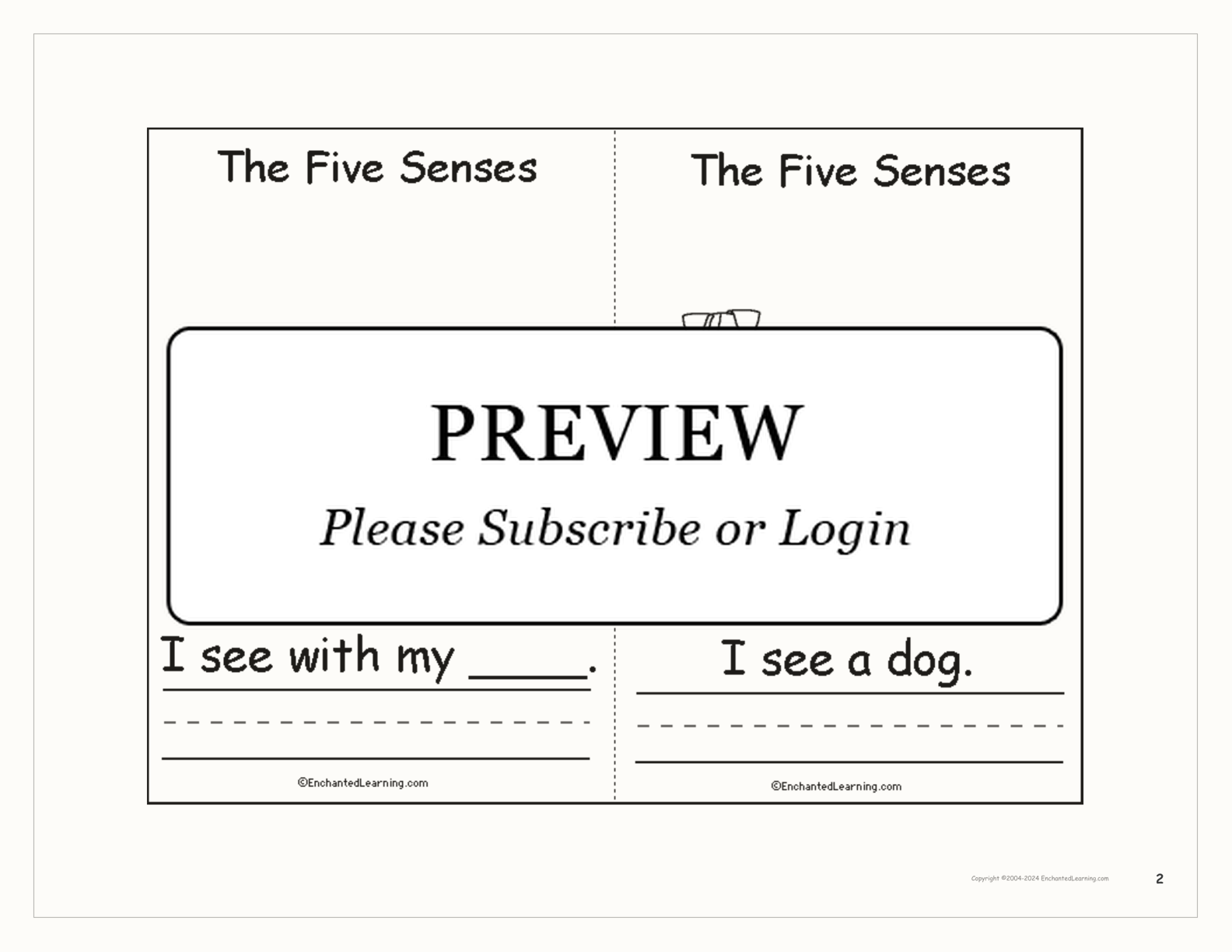 The Five Senses - Printable Book interactive worksheet page 2