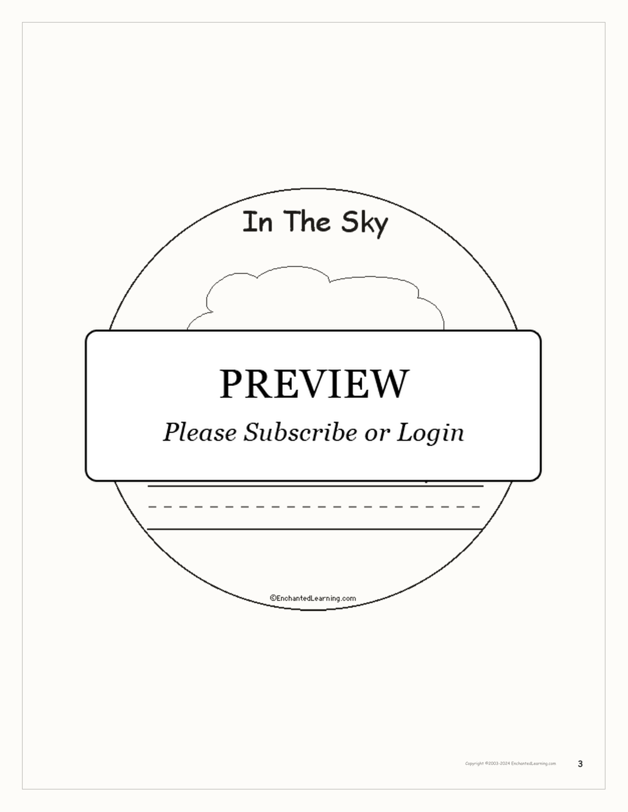 'In The Sky' Book interactive printout page 3
