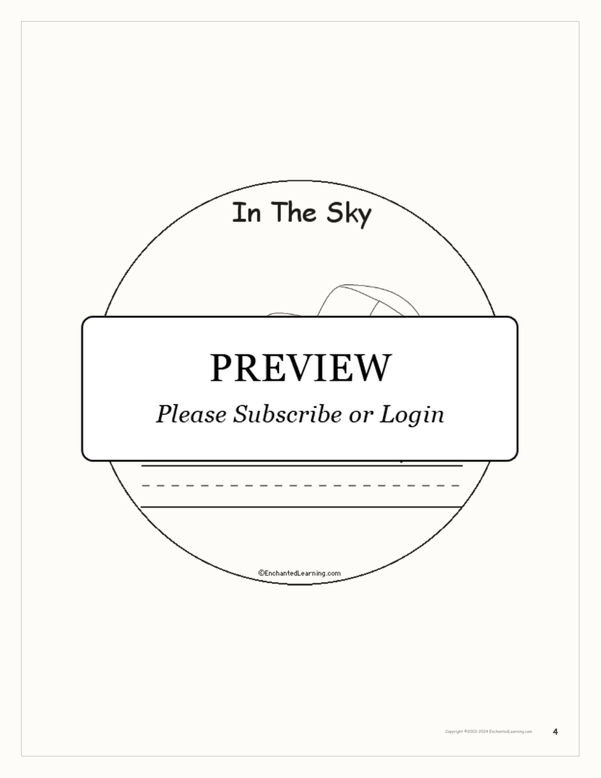 'In The Sky' Book interactive printout page 4
