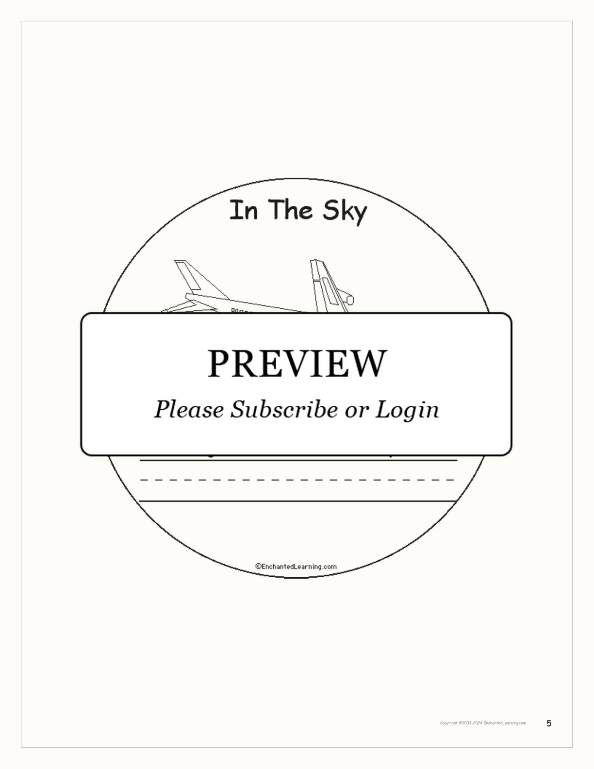 'In The Sky' Book interactive printout page 5
