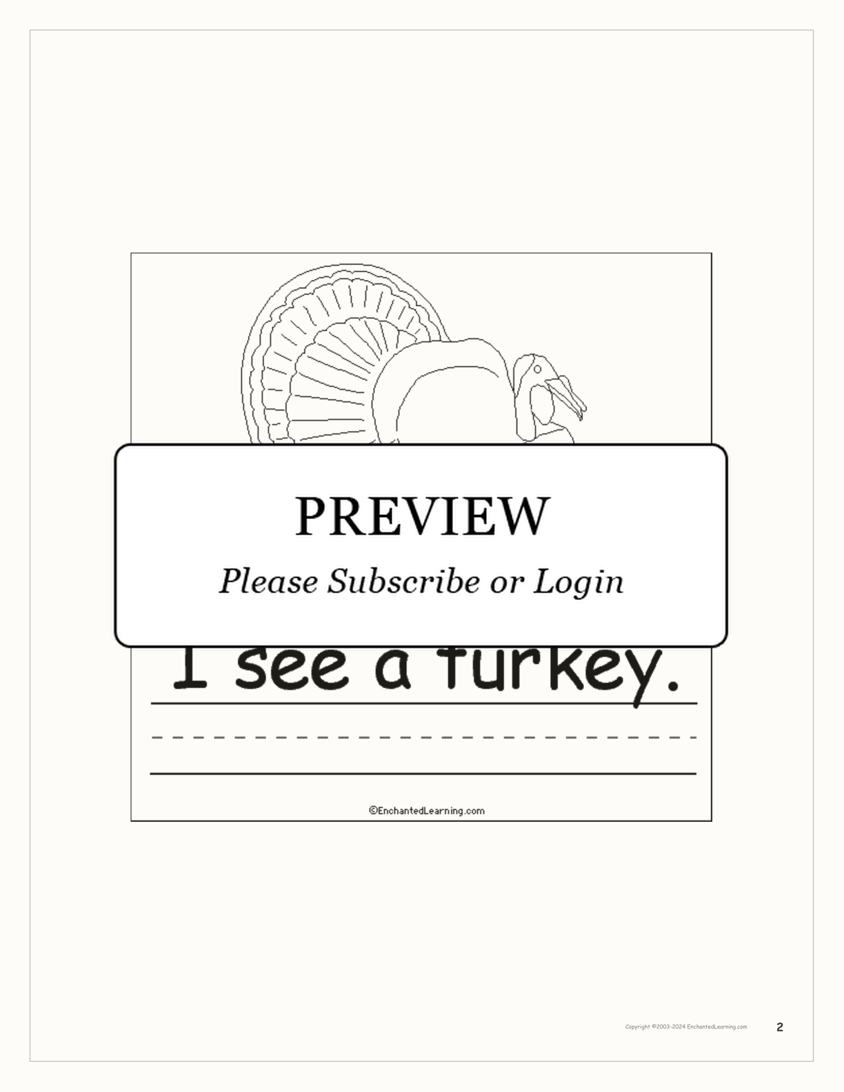 Thanksgiving Early Reader Book interactive printout page 2