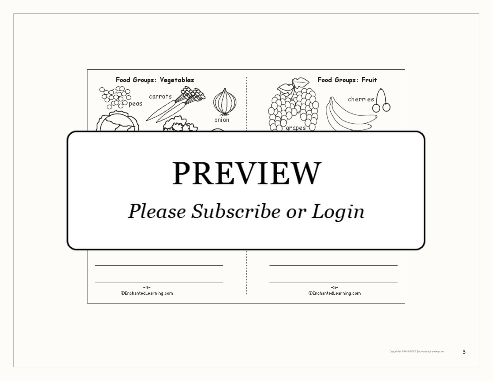 'Food Groups: My Food Plate' Book interactive printout page 3