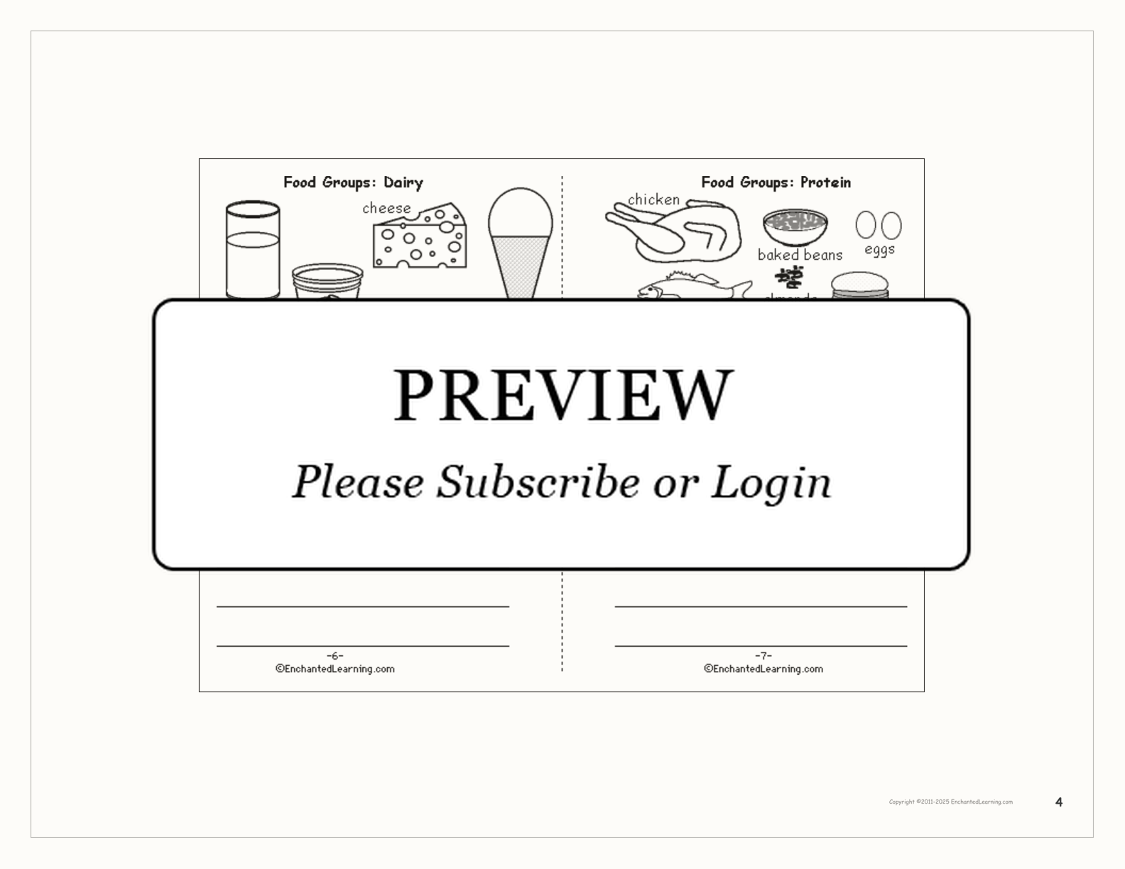 'Food Groups: My Food Plate' Book interactive printout page 4