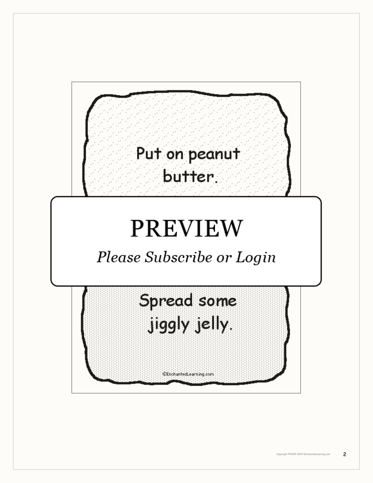 'Make a Silly Sandwich' Book interactive printout page 2