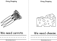 Search result: 'Going Shopping Book, A Printable Book: Carrots, Cheese'