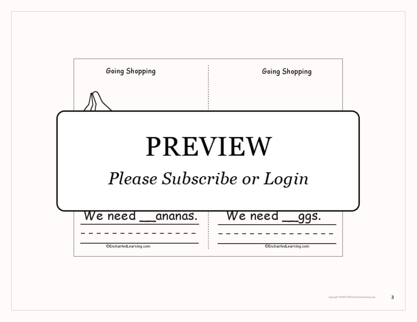 Going Shopping Book (with blanks) interactive printout page 3