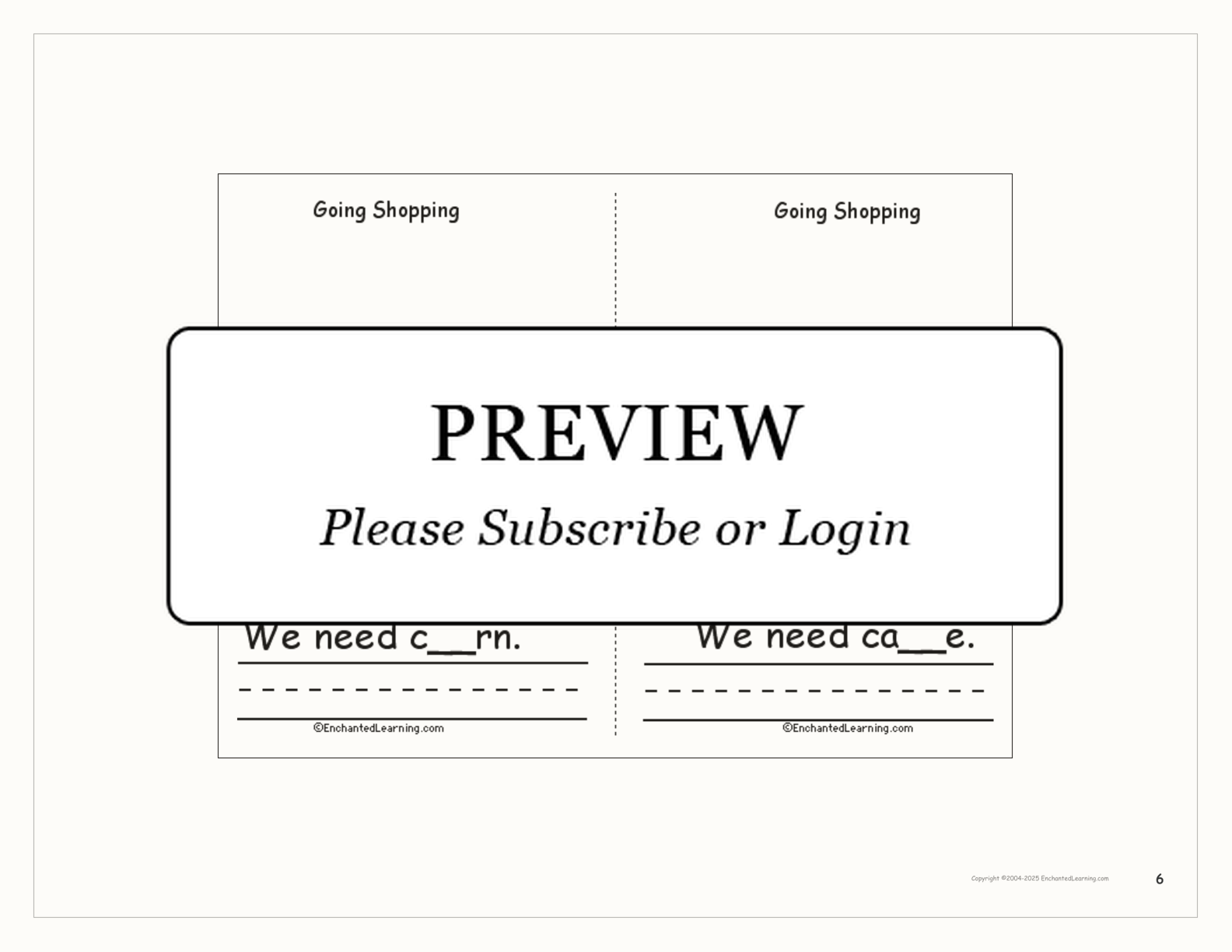 Going Shopping Book (with blanks) interactive printout page 6