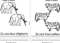 Search result: 'Animaux et Nombres Book, A Printable Book in French: 2 Elephants, 3 Cows'