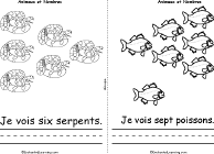 Search result: 'Animaux et Nombres Book, A Printable Book in French: 6 Snakes, 7 Fish'