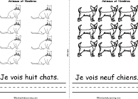 Search result: 'Animaux et Nombres Book, A Printable Book in French: 8 Cats, 9 Dogs'