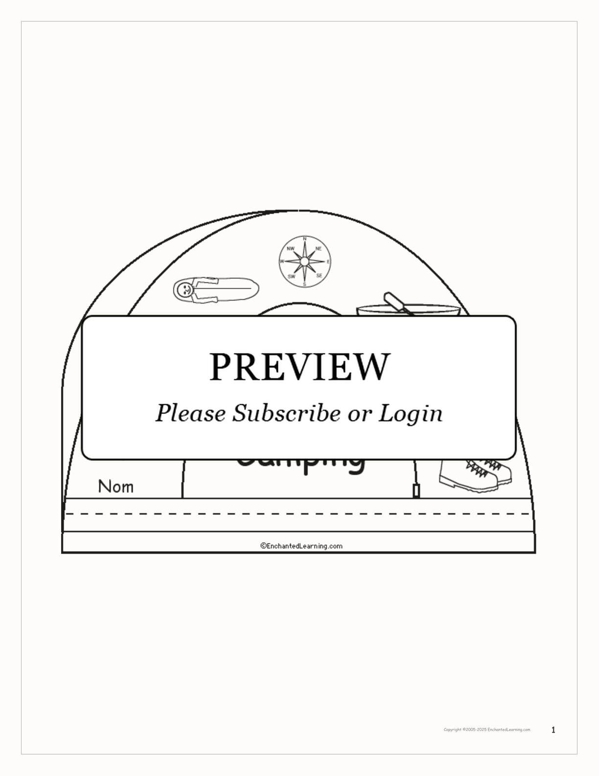 Le Camping Book interactive worksheet page 1