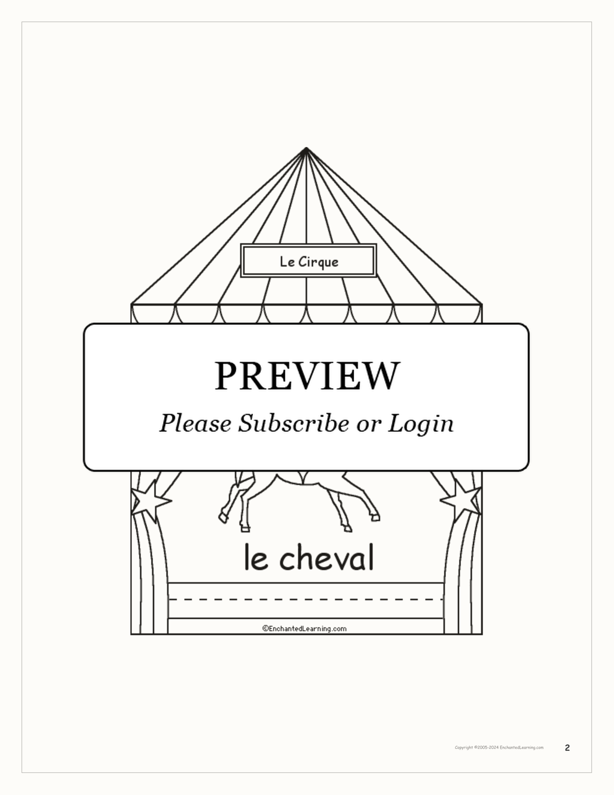 Le Cirque: Circus Words in French - Printable Book interactive worksheet page 2