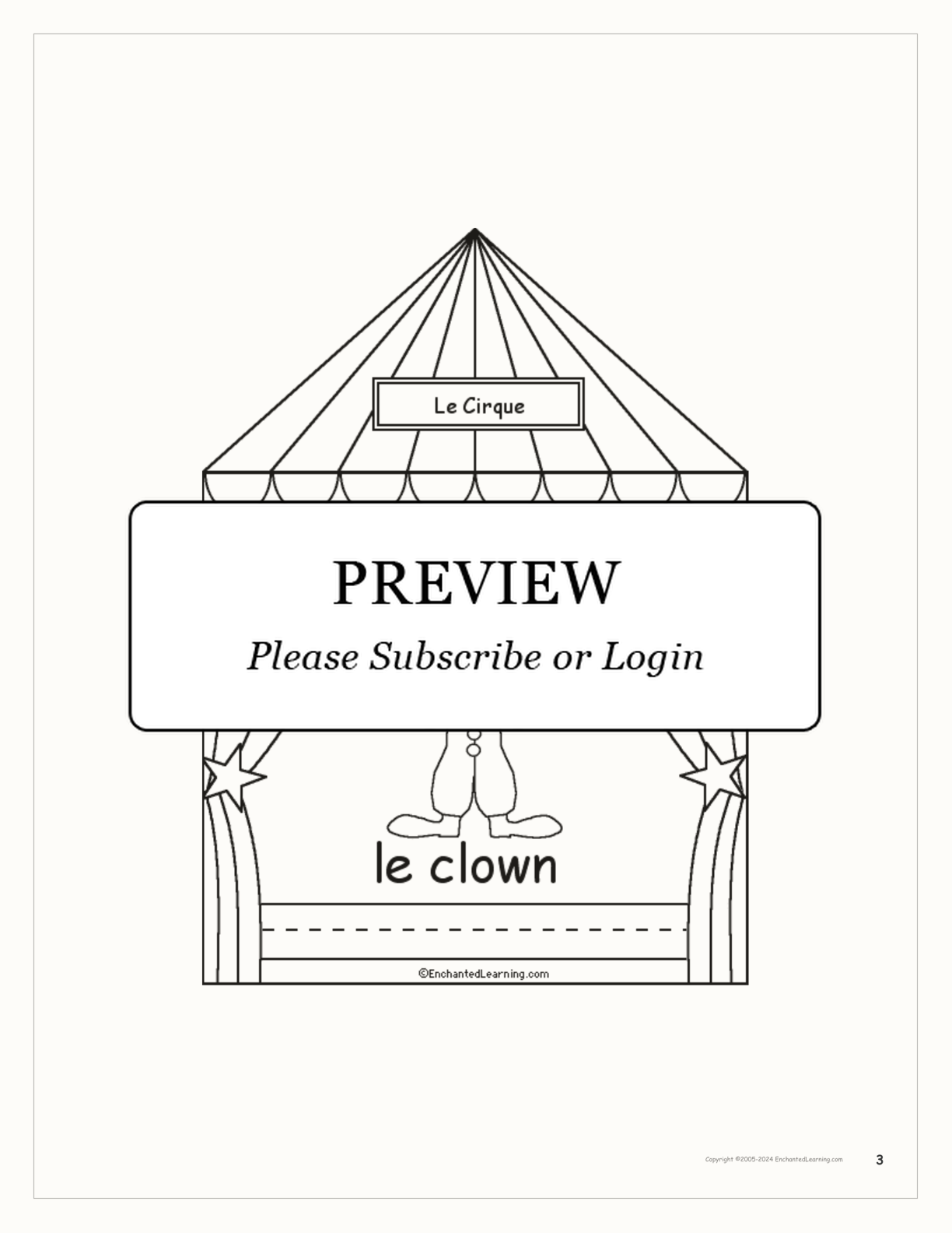 Le Cirque: Circus Words in French - Printable Book interactive worksheet page 3