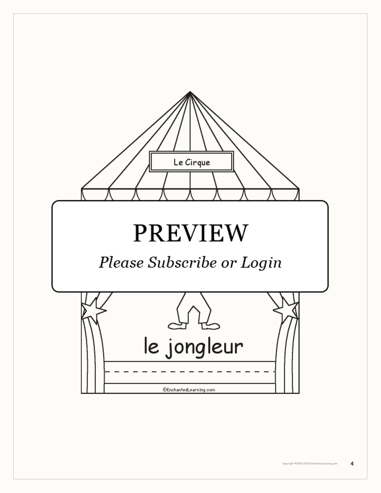 Le Cirque: Circus Words in French - Printable Book interactive worksheet page 4