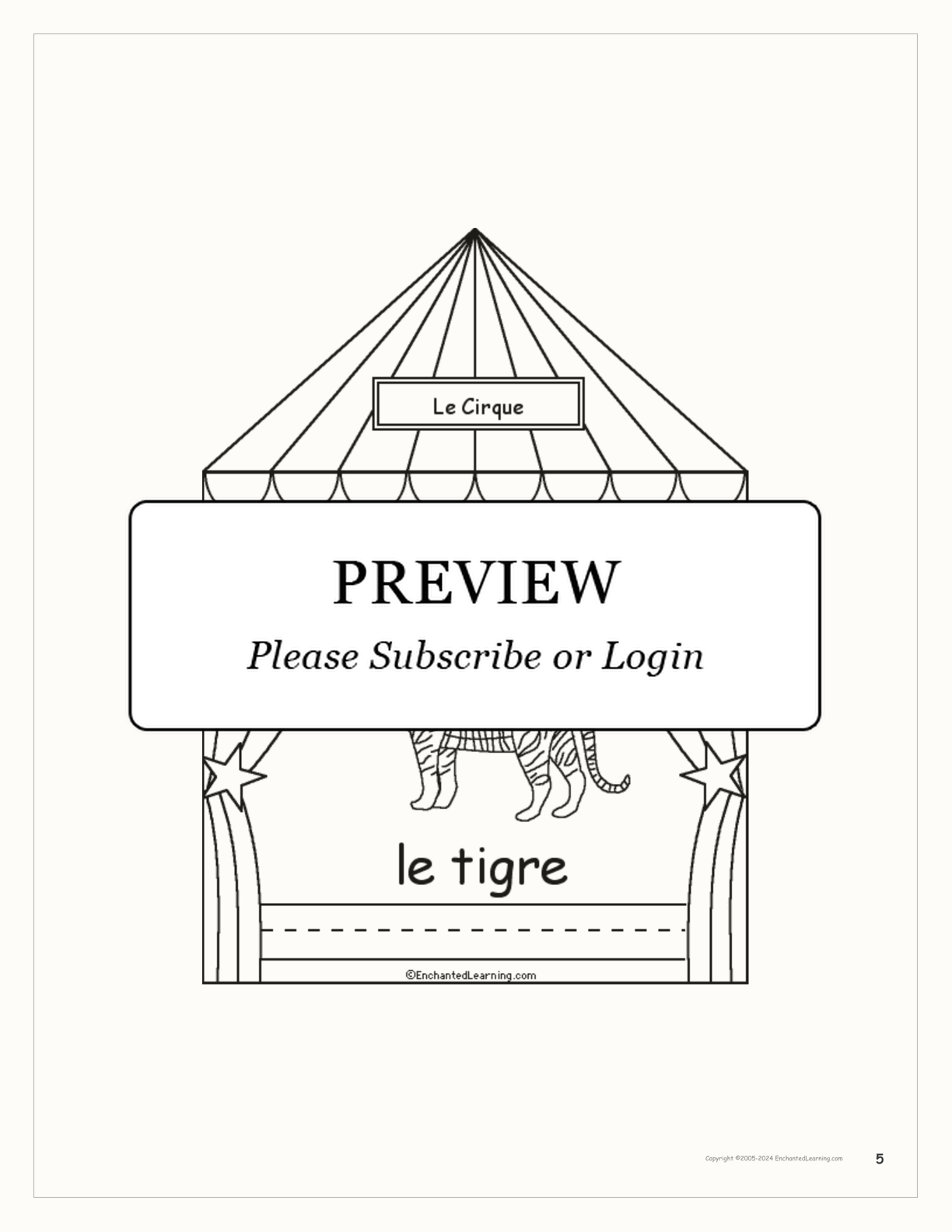 Le Cirque: Circus Words in French - Printable Book interactive worksheet page 5
