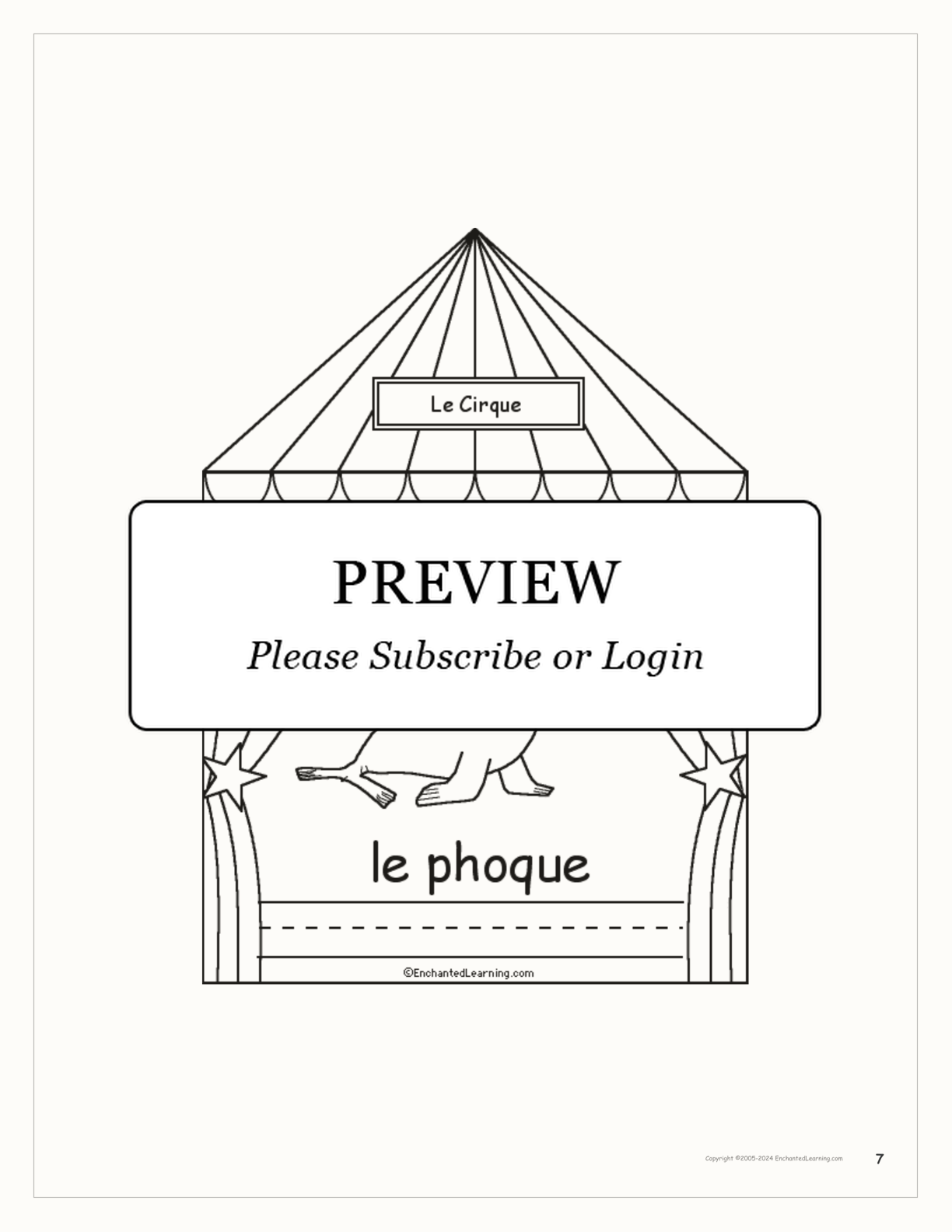 Le Cirque: Circus Words in French - Printable Book interactive worksheet page 7