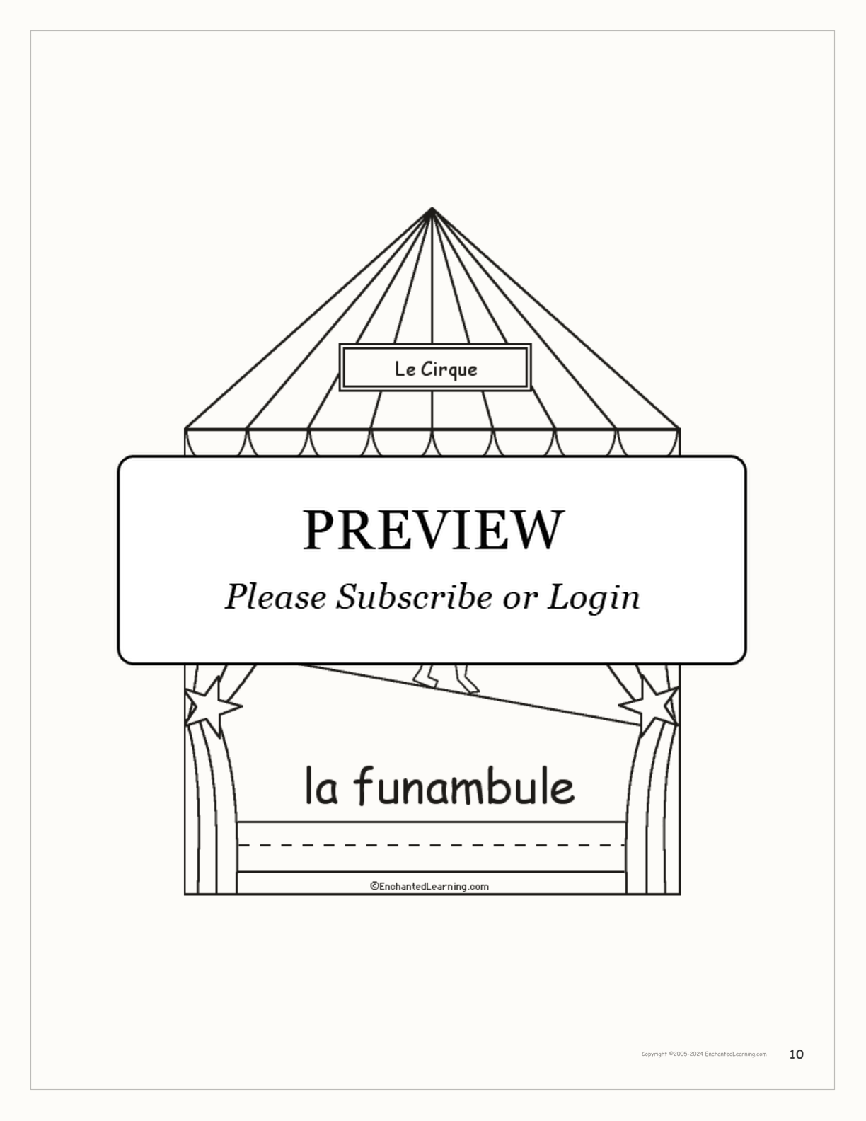 Le Cirque: Circus Words in French - Printable Book interactive worksheet page 10