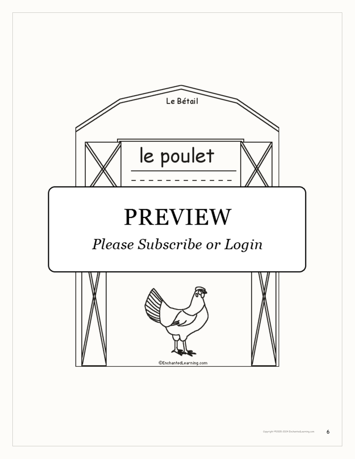 Bétail (Livestock) interactive printout page 6