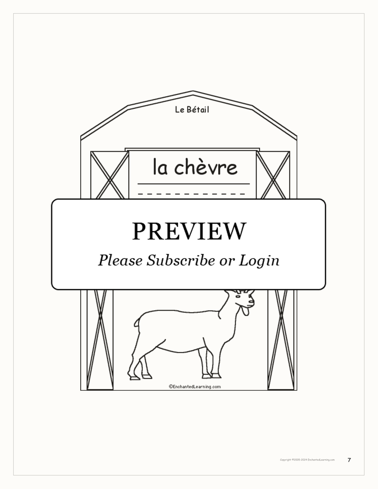 Bétail (Livestock) interactive printout page 7