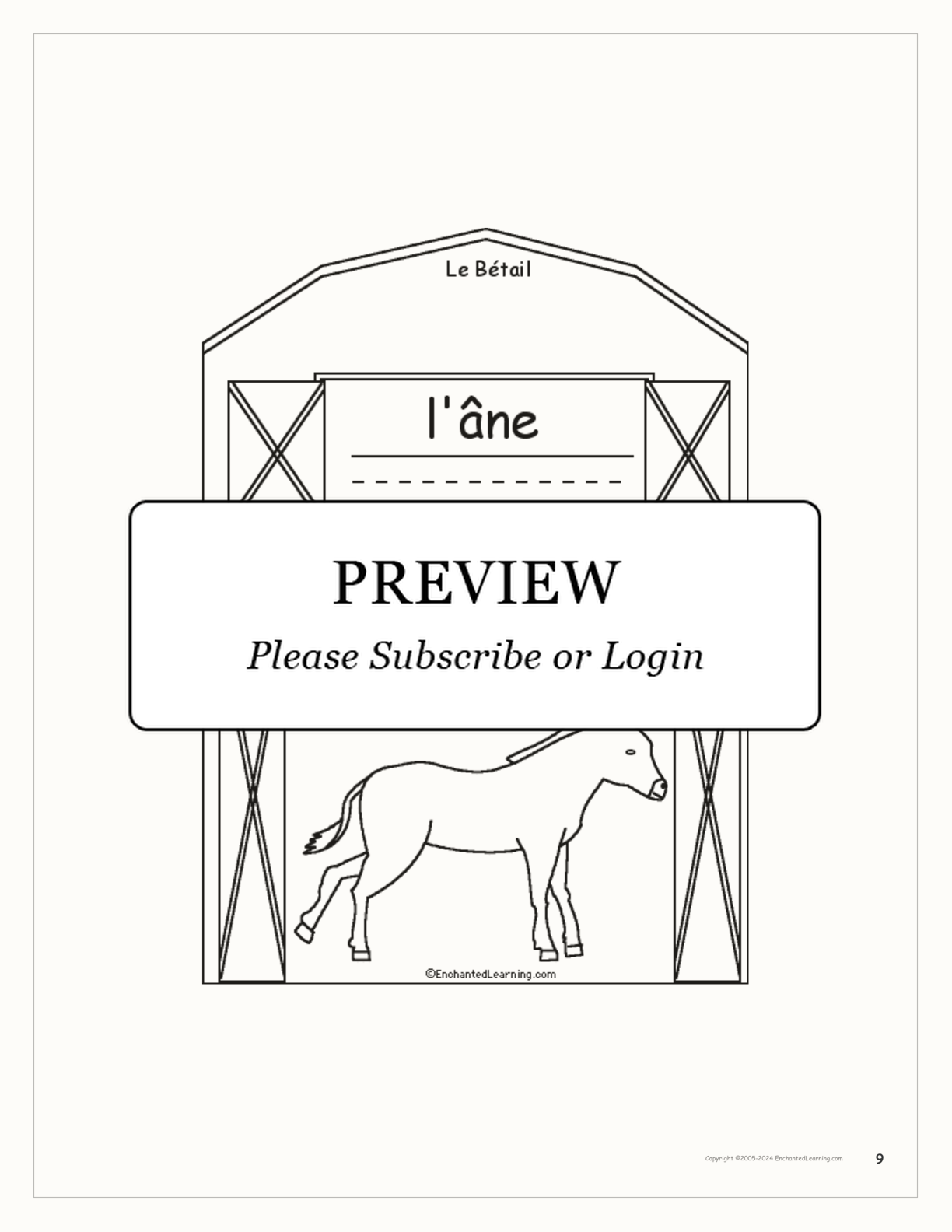 Bétail (Livestock) interactive printout page 9