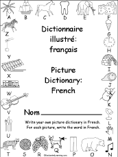 Search result: 'Printable French Picture Dictionary, You Write the Words'