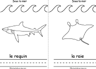 Search result: 'Sous la mer, A Printable Book in French in French: Requin/Shark, Raie/Ray'