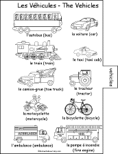 Search result: 'French Word Book #2 to Print: Vehicles/Les V&#233;hicules Page'