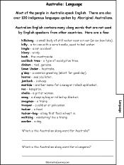 Search result: 'Australia, A Printable Book: Language'