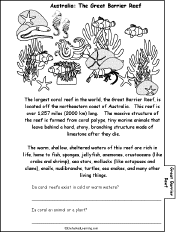 Search result: 'Australia, A Printable Book: Great Barrier Reef Page'