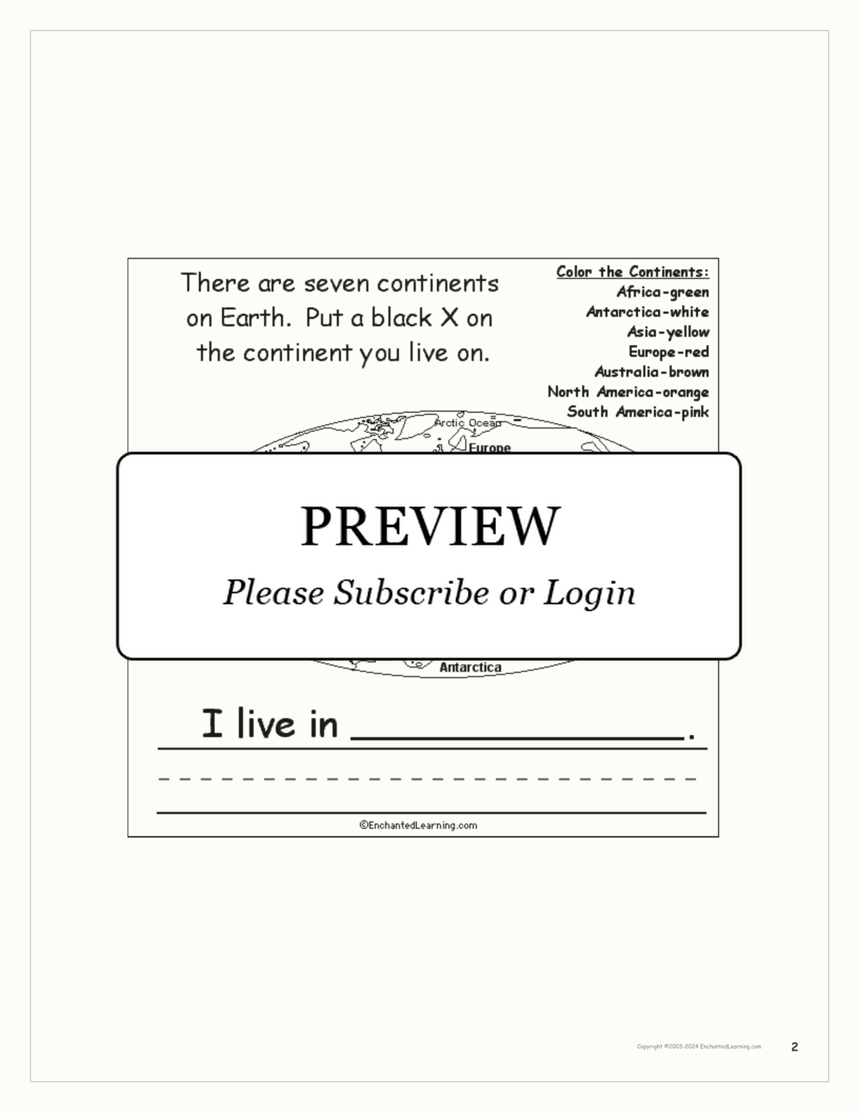 The Seven Continents Book interactive printout page 2