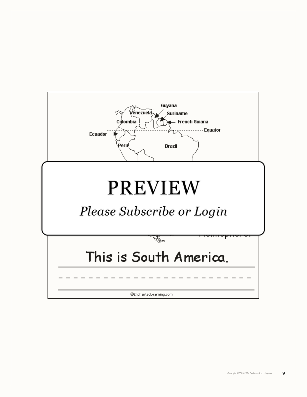 The Seven Continents Book interactive printout page 9