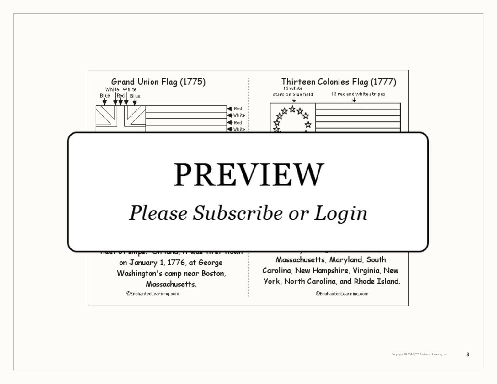 'The Flag of the USA' Book interactive printout page 3