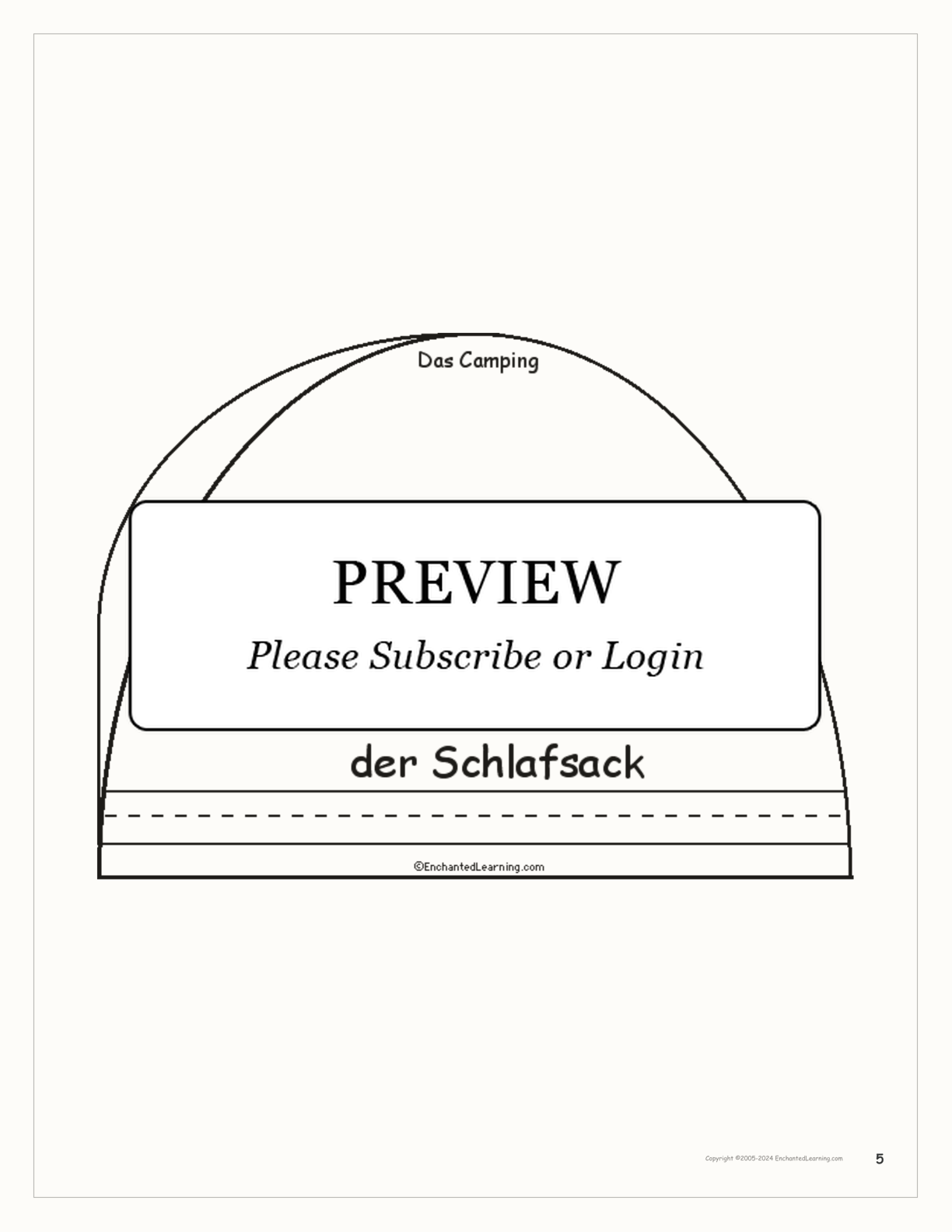 Das Camping - German Printable Book interactive worksheet page 5