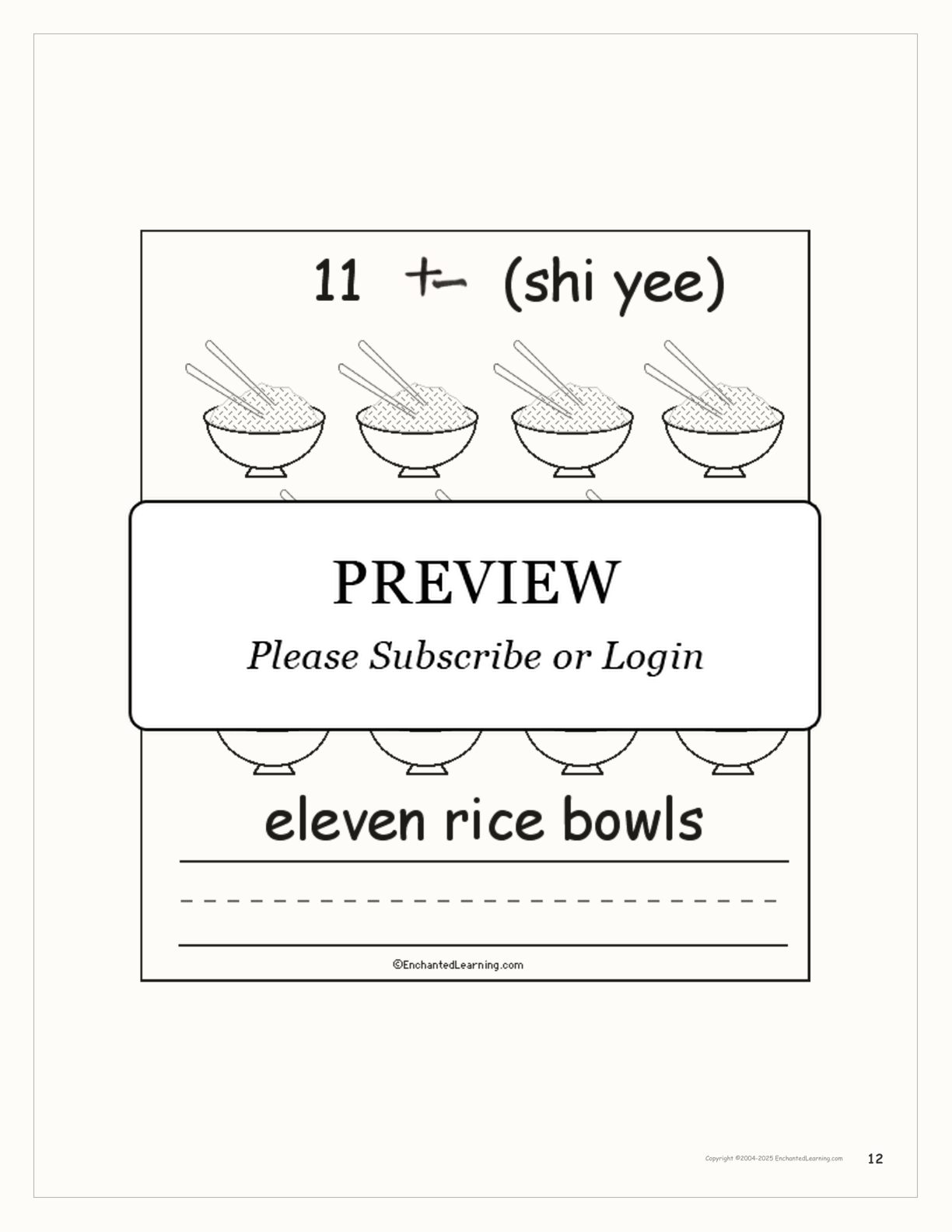 Chinese Counting Book interactive worksheet page 12