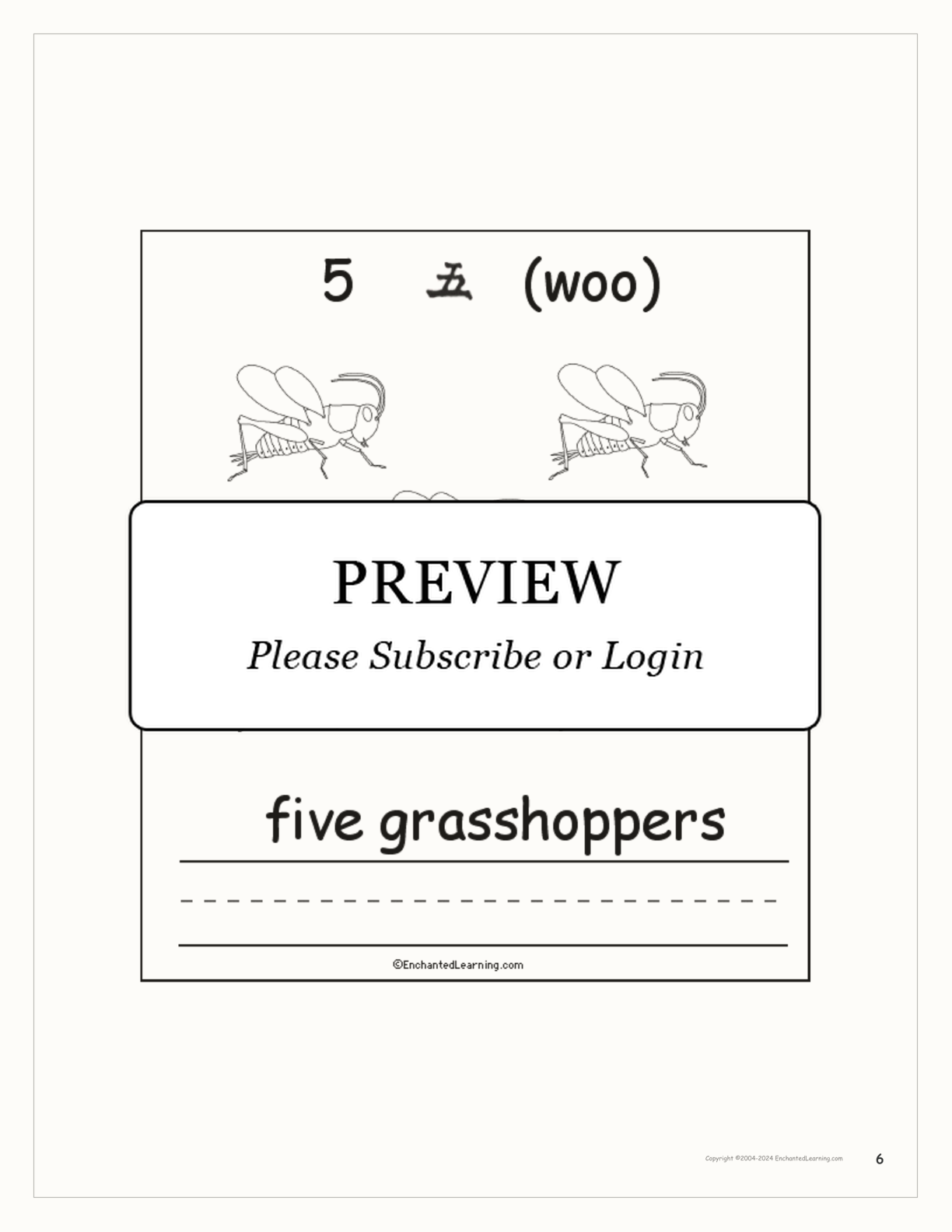 Chinese Counting Book interactive worksheet page 6