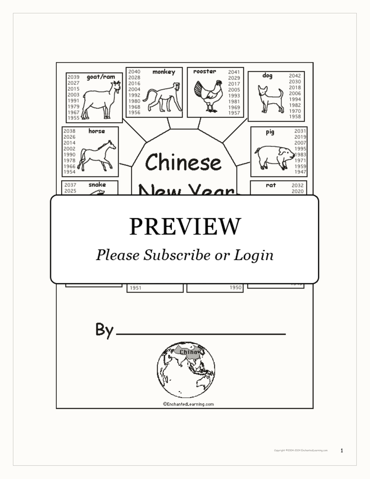 Chinese New Year Activity Book interactive printout page 1