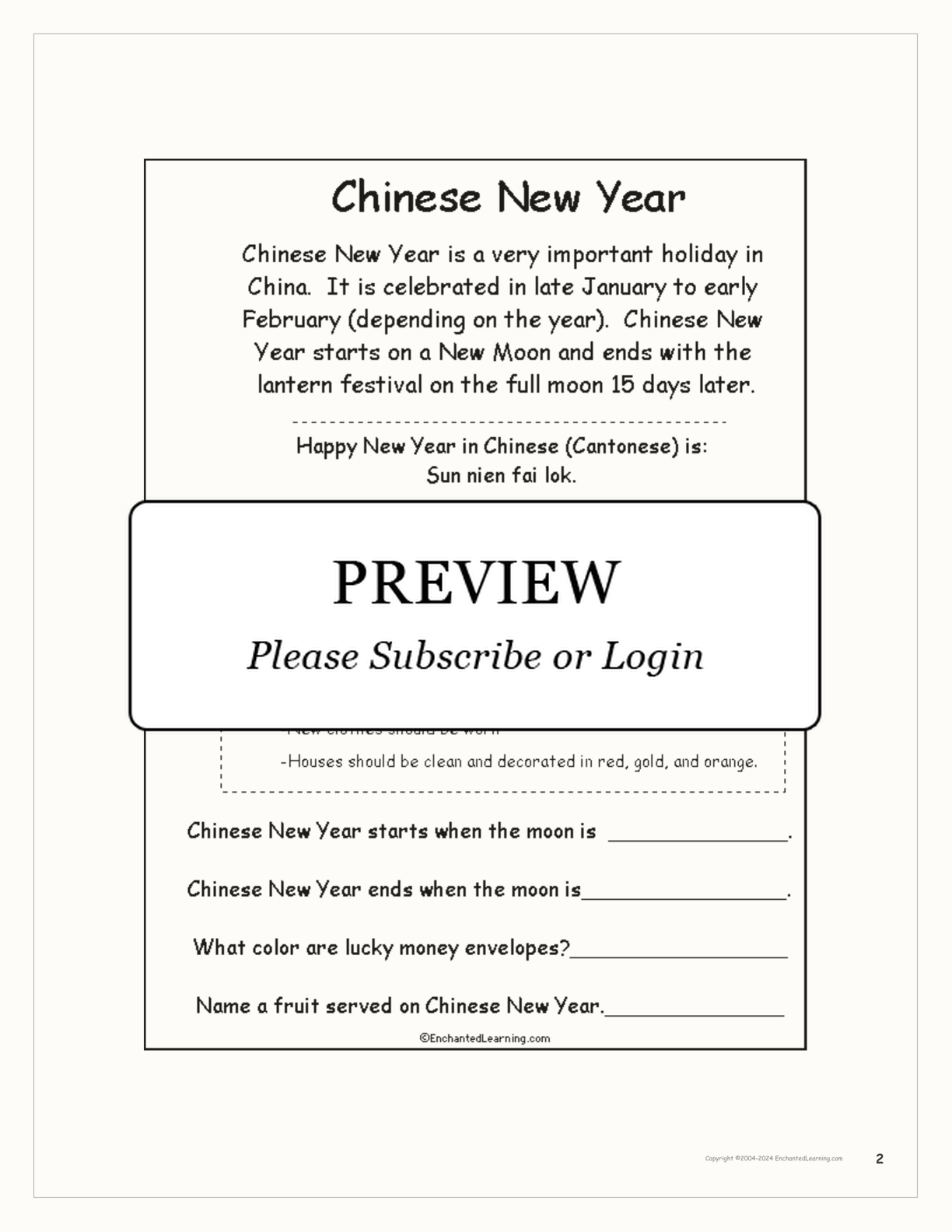Chinese New Year Activity Book interactive printout page 2
