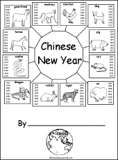 Chinese New Year Animal Chart Printable