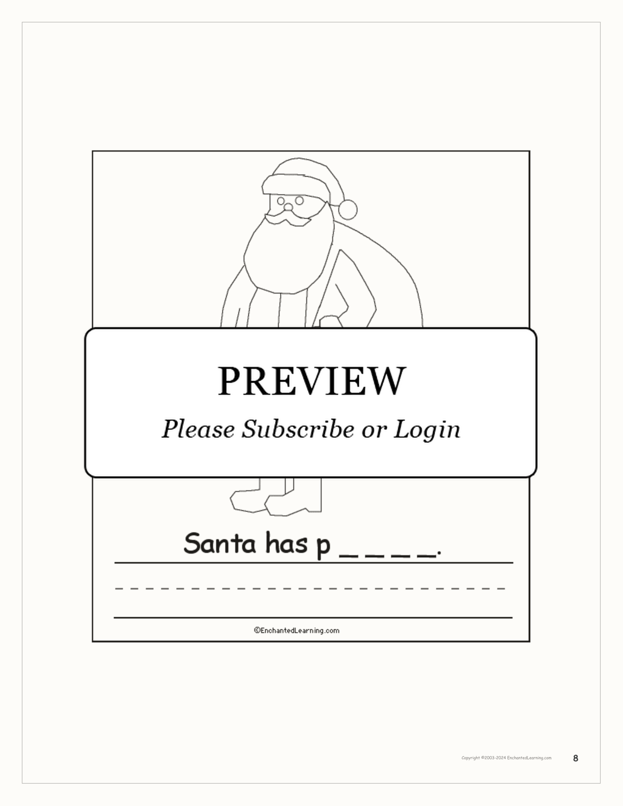 'Santa Has...' Early Reader Book interactive worksheet page 8