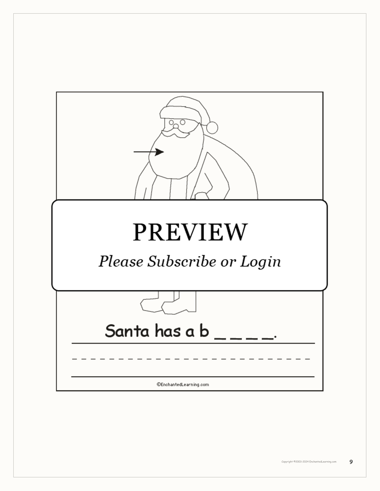 'Santa Has...' Early Reader Book interactive worksheet page 9