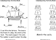 Search result: 'Christopher Columbus Activity Book, A Printable Book: Fill in the Letters, Matching'