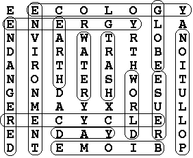 Word search answers