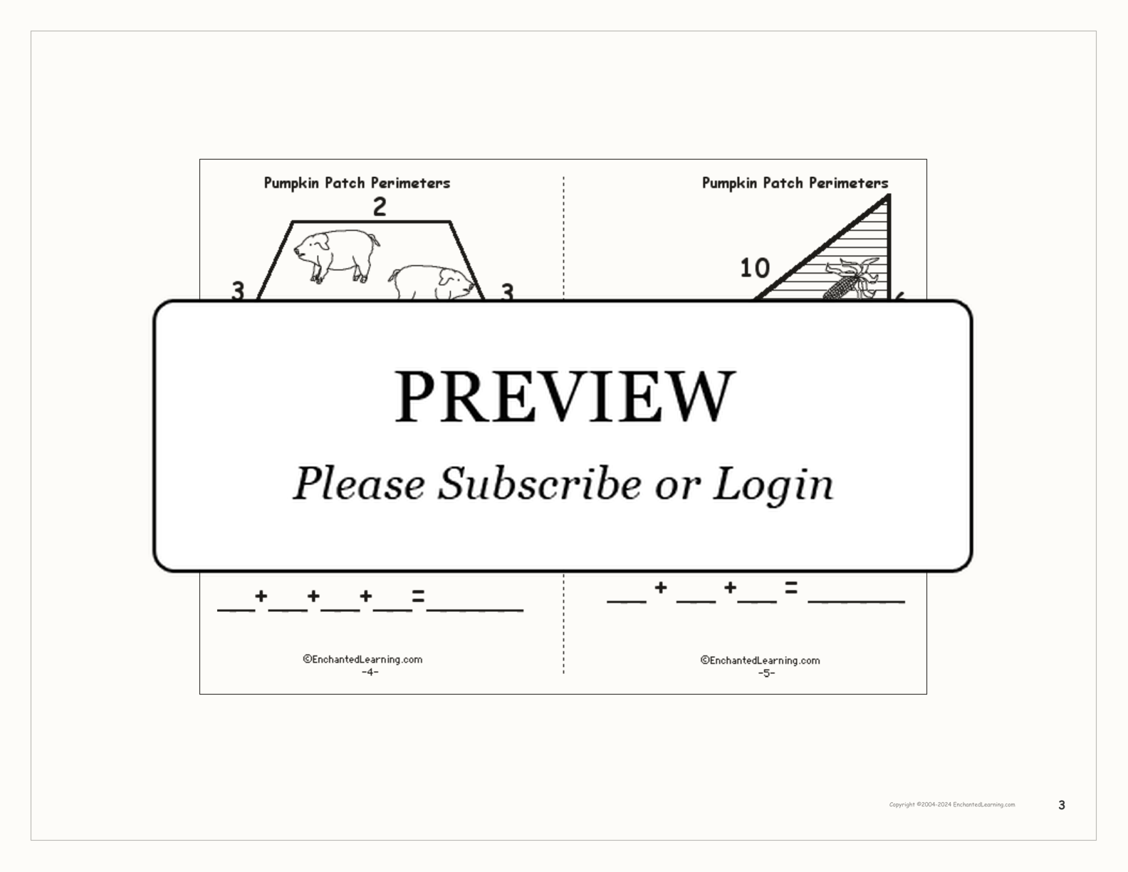 Pumpkin Patch Perimeters: A Printable Book interactive printout page 3