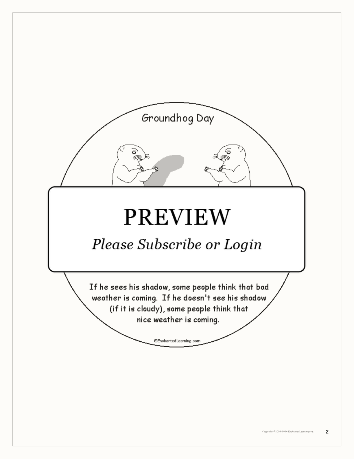 Groundhog Day Activity Book interactive printout page 2